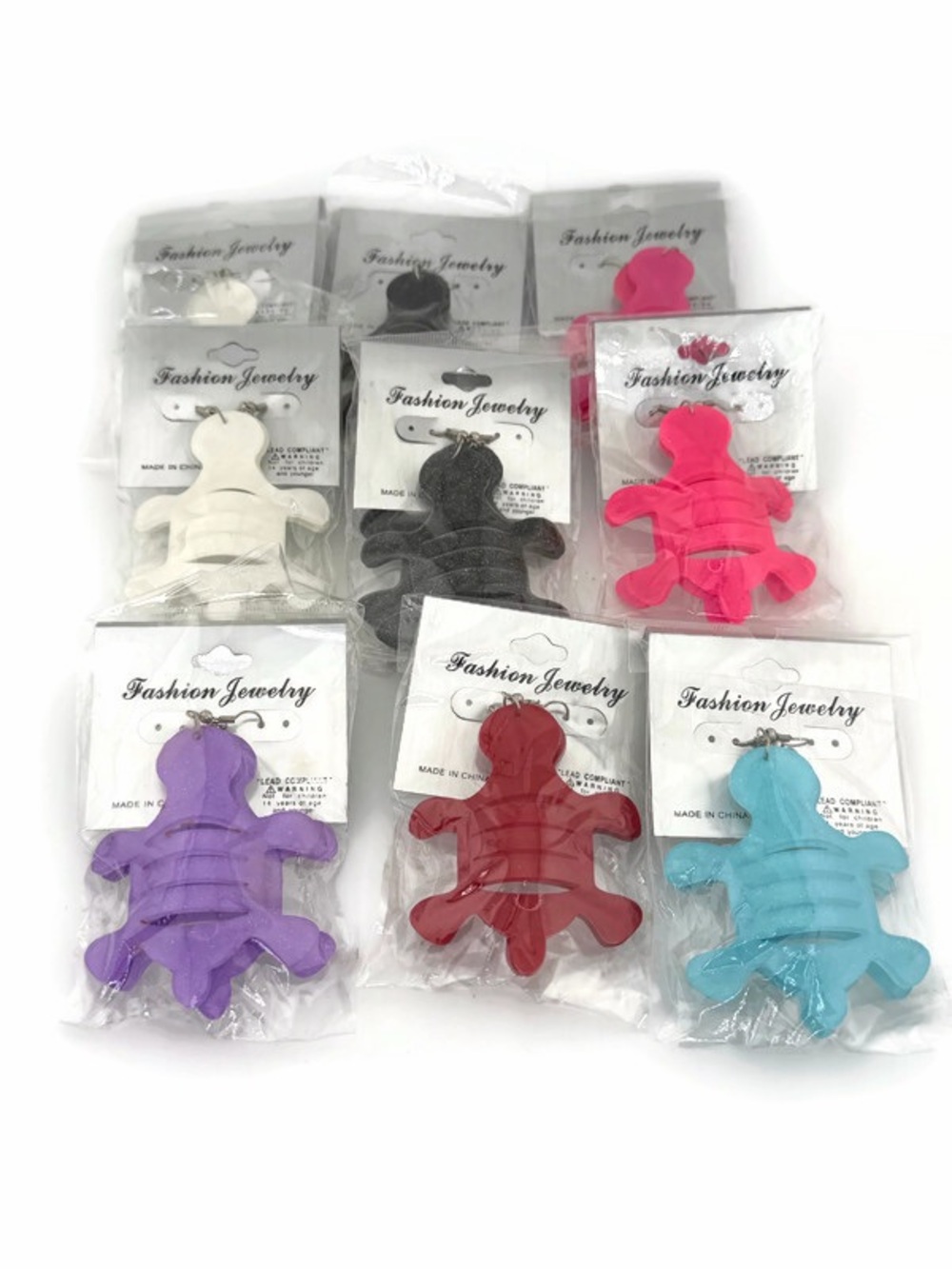 Rubber Turtle Earrings Lot of 9 Pairs
